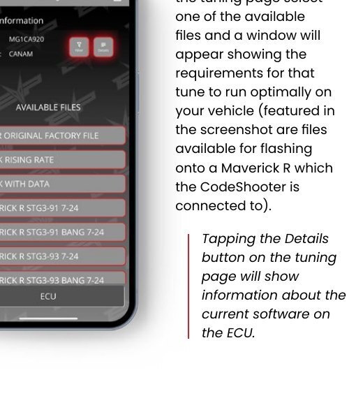 CodeShooter 2.0 · MG1 ECU Pairing screen