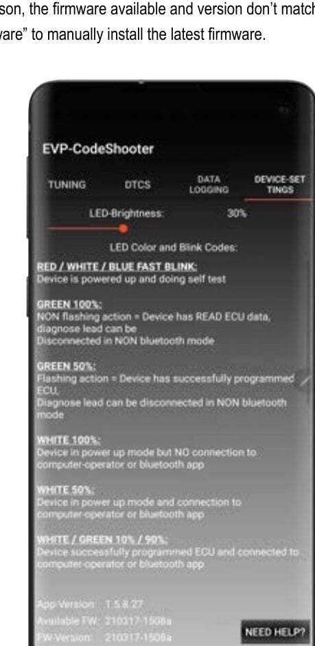 CodeShooter · Samsung TZ-23 / Android · Setup & Use screen