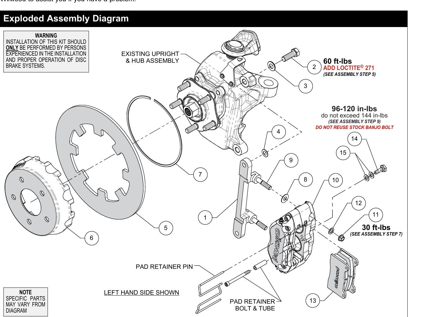 Polaris RZR Pro R / Turbo R Wilwood Front Brake Kit diagram